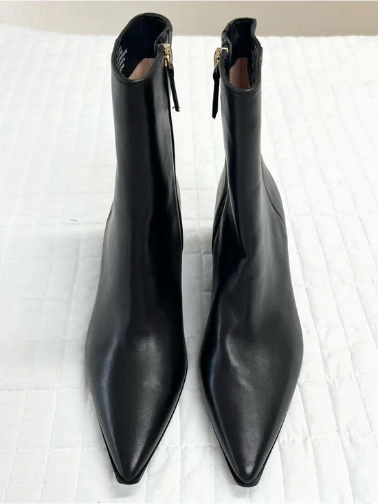 J. Crew New Stevie Ankle Boots in Leather Black Size 7 heeled boots Chic Womens - Picture 8 of 11